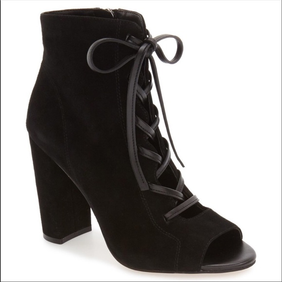 Sam Edelman black Yvie lace up suede bootie - Picture 4 of 6